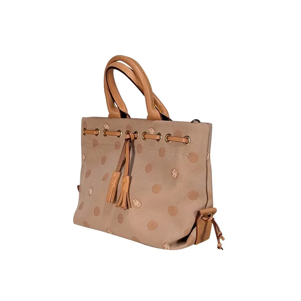 Dooney & Bourke - Beige Monogram Polka Dot Print Satchel Bag